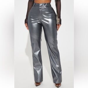 Fashion nova metallic straight leg pants